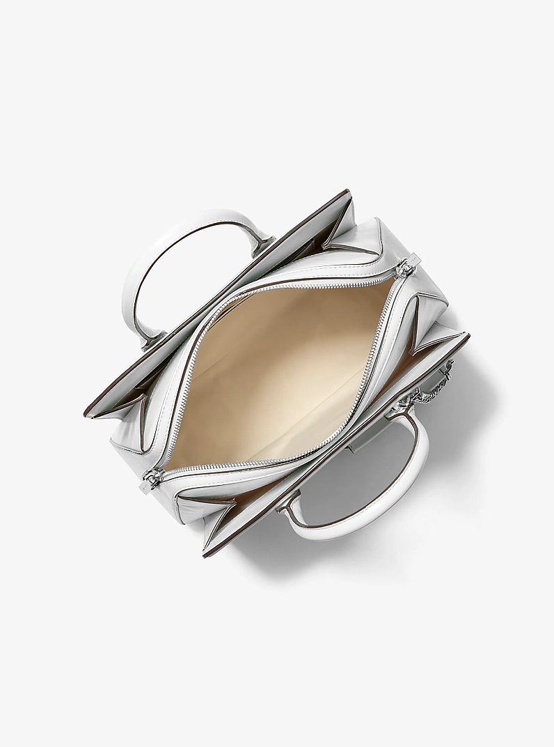 Laila Medium Leather Satchel with Card Case in OPTIC WHITE | Michael Kors