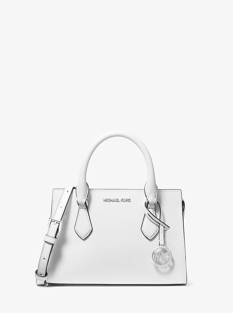 Bolso estructurado Sheila peque&ntilde;o de cuero saffiano sint&eacute;tico in BLANCO INTENSO | Michael Kors