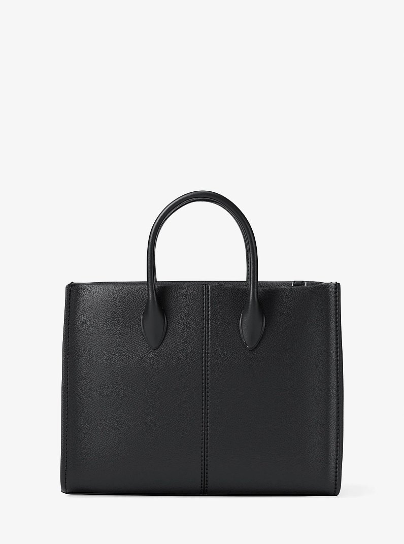Mirella Medium Pebbled Leather Tote Bag in BLACK | Michael Kors