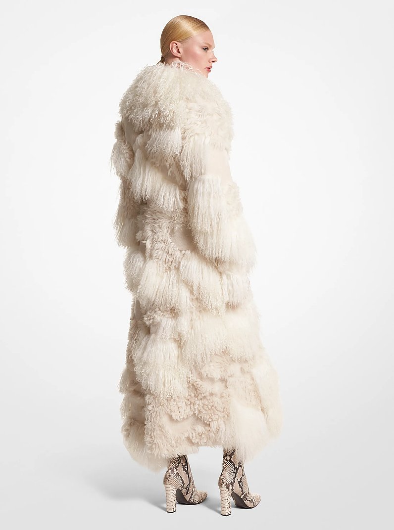 Mongolian Shearling Coat in IVORY | Michael Kors