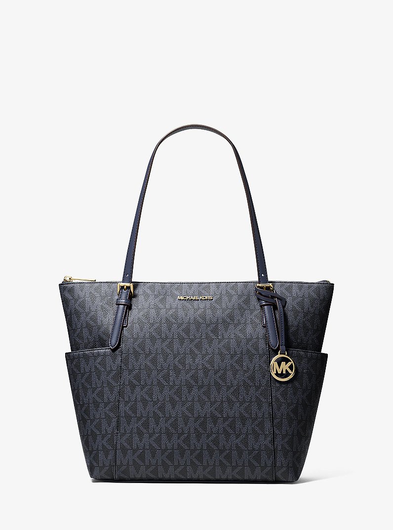 Charlotte Medium Signature Logo Top-Zip Tote Bag in ADMIRAL | Michael Kors