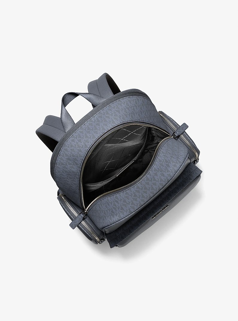 Cooper Leather and Signature Logo Backpack in NAVY | Michael Kors