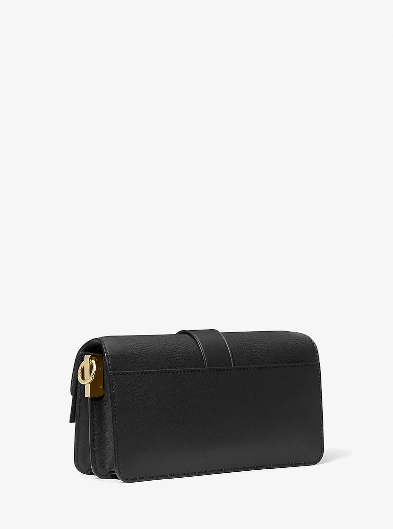 Greenwich Medium Saffiano Leather Shoulder Bag in BLACK | Michael Kors