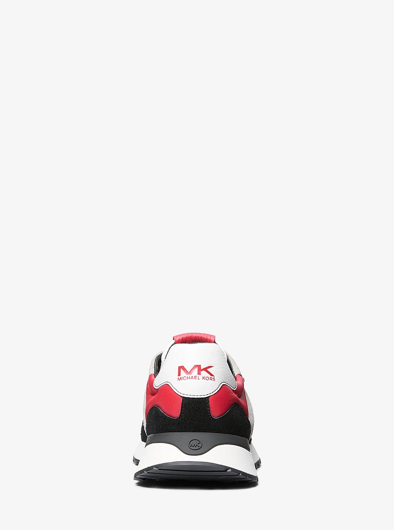 Dax Color-Block Leather and Suede Trainer in BRT RED MLTI | Michael Kors