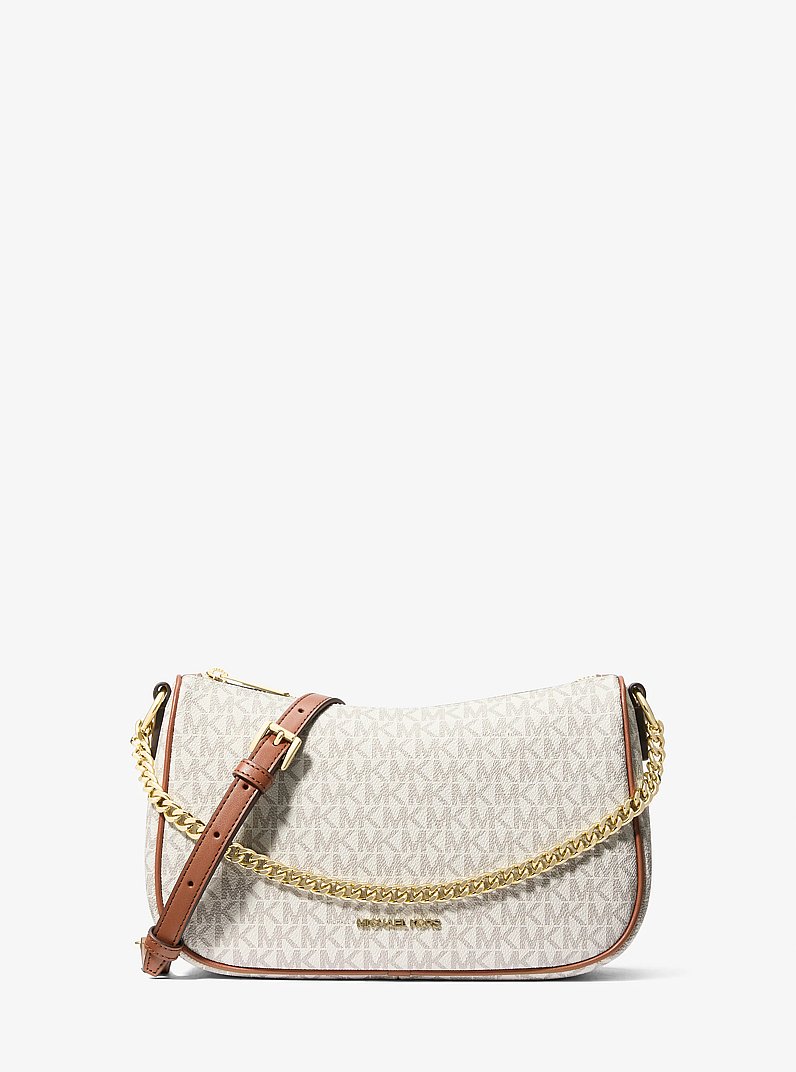 Carmela Medium Signature Logo Convertible Crossbody Bag in VANILLA | Michael Kors