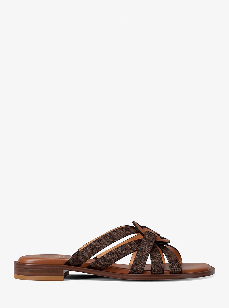 Sandalia Erika de piel con logotipo exclusivo in MARR&Oacute;N | Michael Kors