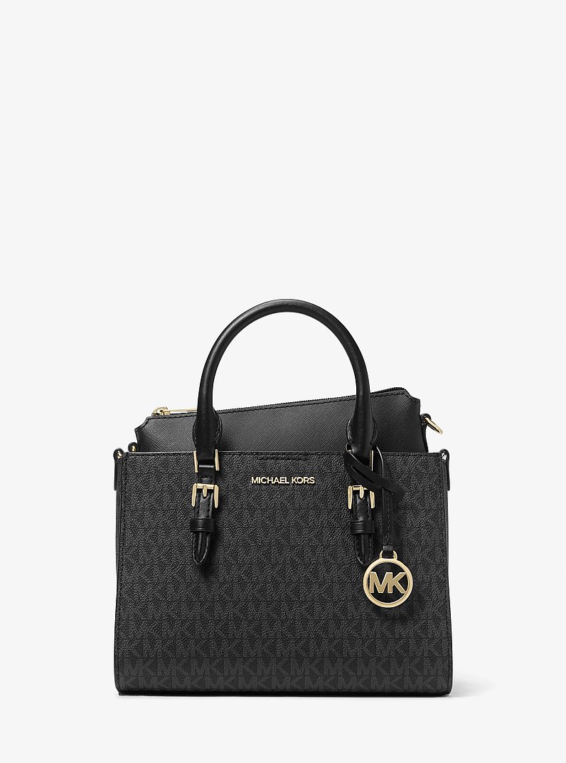 Charlotte Small 2-in-1 Logo Satchel in BLACK - Sale | Michael Kors