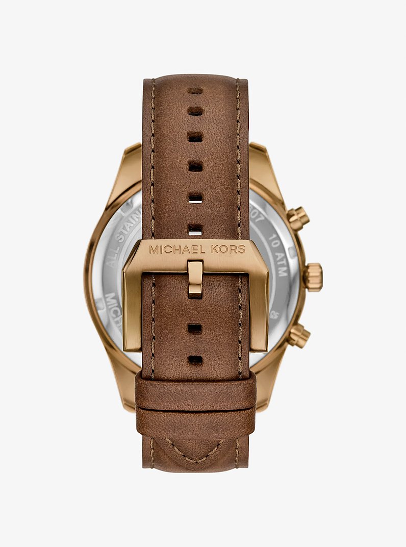 Reloj Lexington oversize en tono dorado beige de piel in CHOCOLATE | Michael Kors