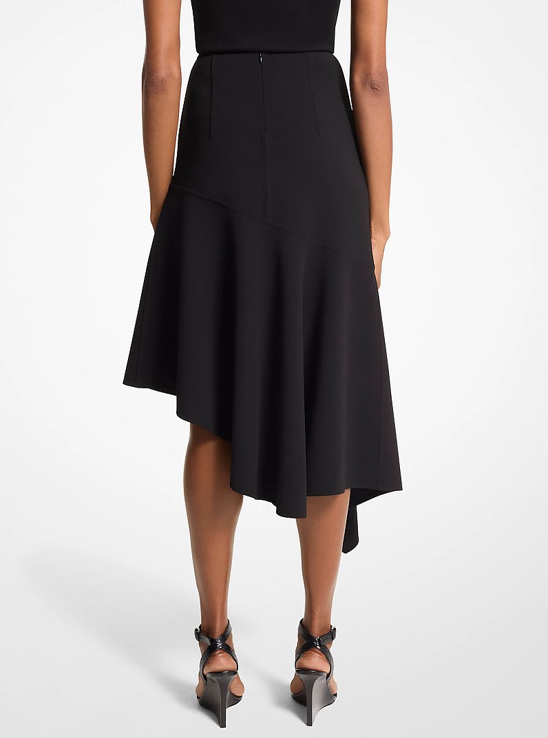 Stretch Wool Barathea Asymmetric Skirt in BLACK | Michael Kors