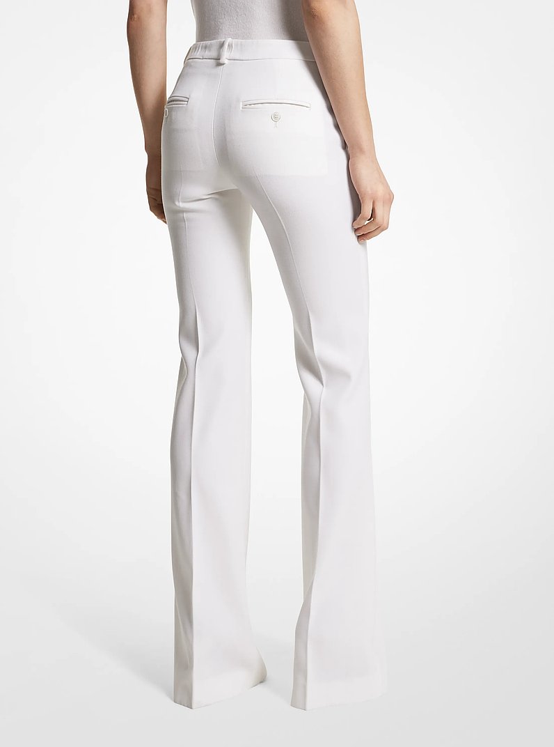 Haylee Wool Gabardine Flared Trousers in IVORY | Michael Kors