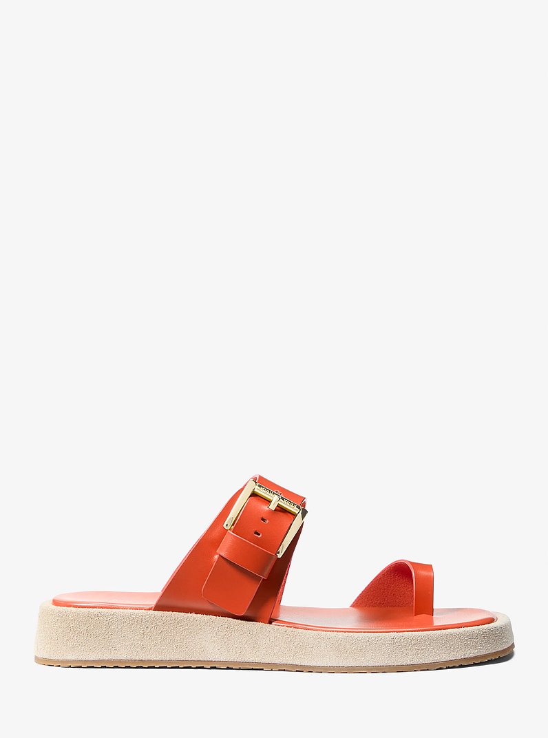 Selah Leather Slide Sandal in RED CLAY | Michael Kors