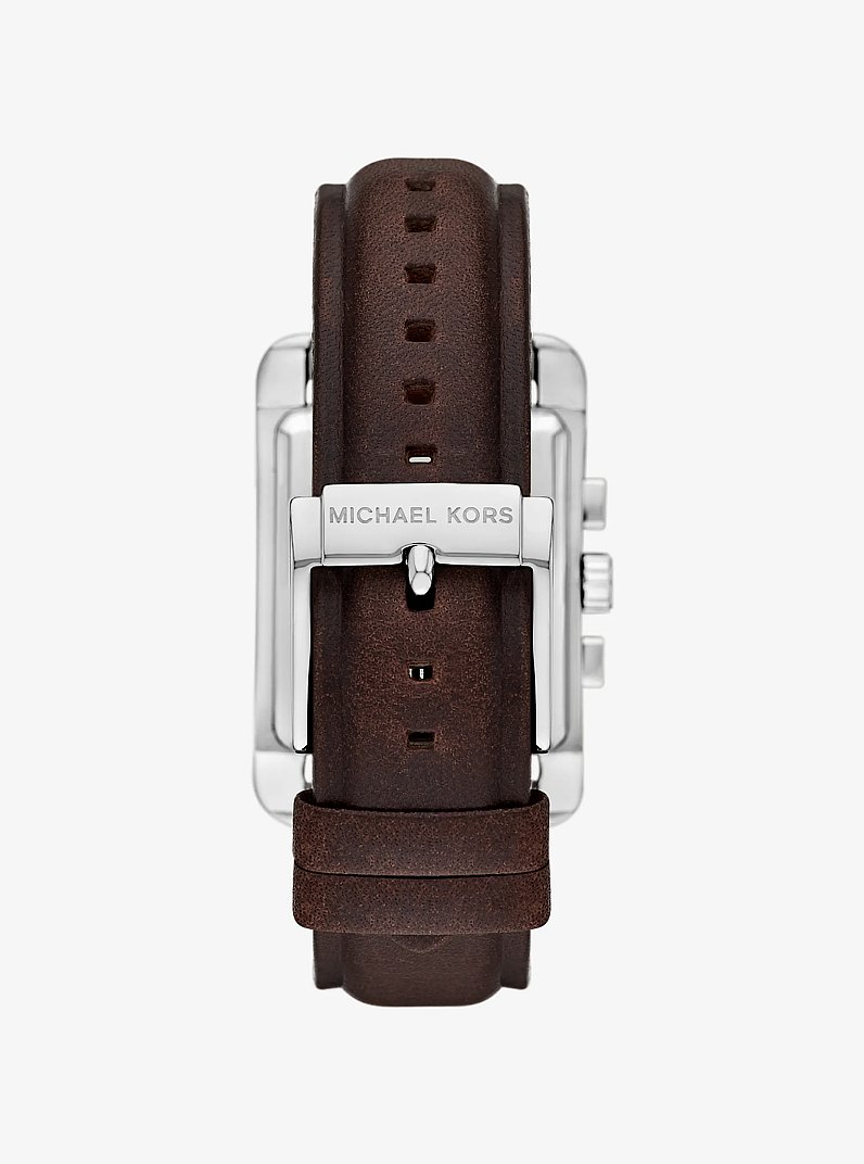 Monroe Silver-Tone and Leather Watch in SILVER | Michael Kors