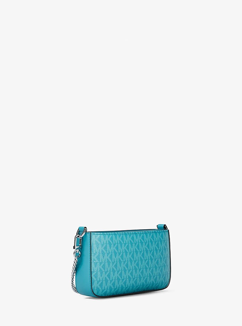 Wandelbare Pochette Bryant Small mit Signature-Logomuster in MILOS-BLAU | Michael Kors