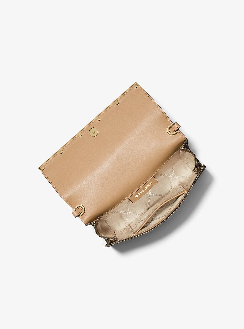 Clutch Mona Large aus glitzerndem Mesh im Kettendesign in GOLDTON | Michael Kors