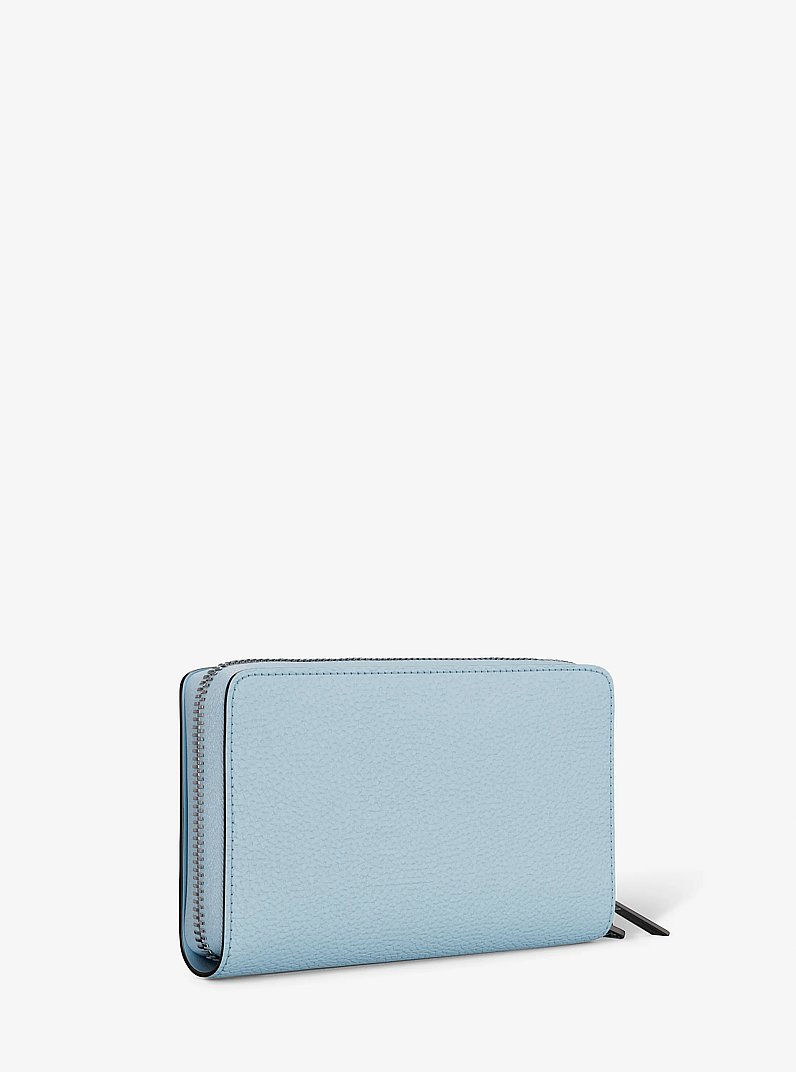 Jet Set Large Pebbled Leather Smartphone Wallet in PALE BLUE | Michael Kors