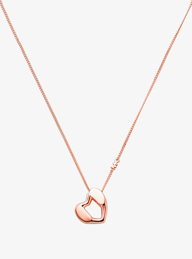 Precious Metal-Plated Sterling Silver Heart Pendant Necklace in ROSE GOLD | Michael Kors