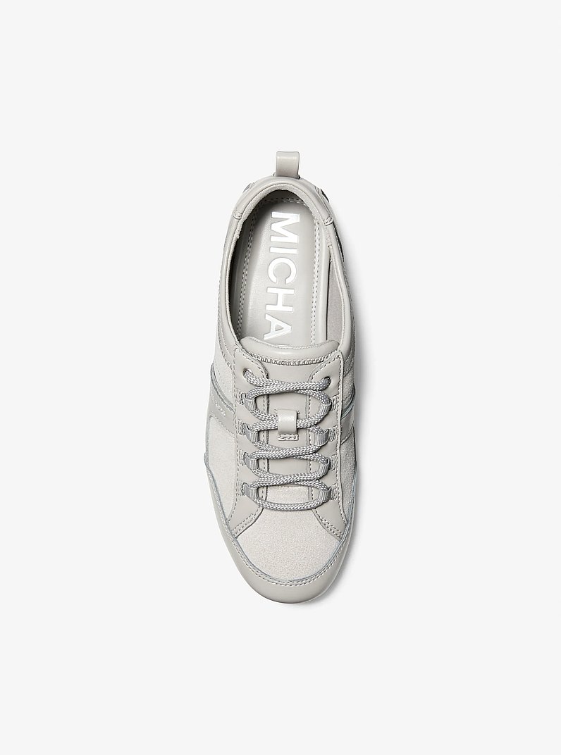 Keely Suede and Leather Trainer in NICKEL | Michael Kors