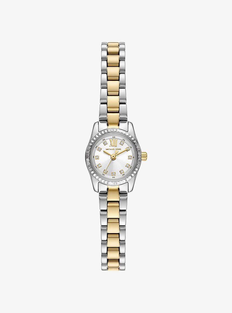 Micro Lexington Pav&eacute; Two-Tone Watch in TWO TONE | Michael Kors