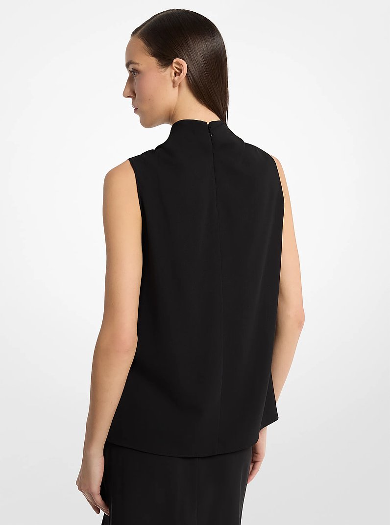 Draped Wool Crepe Sleeveless Blouse in BLACK | Michael Kors