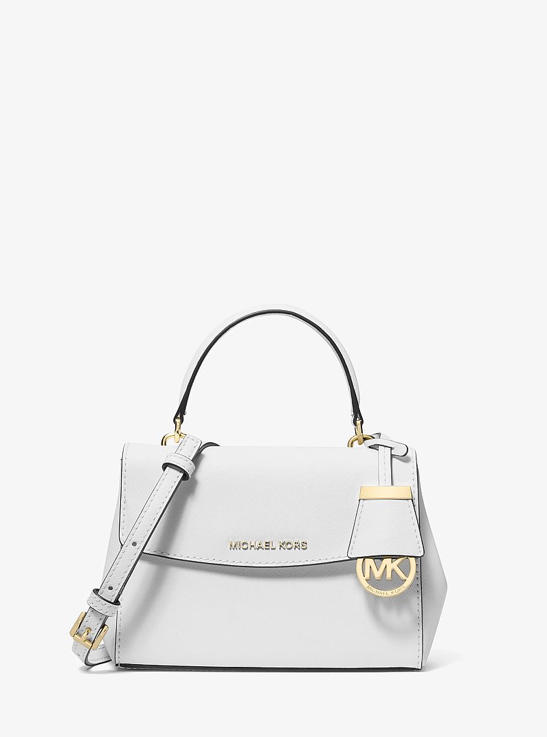 Ava Extra-Small Saffiano Leather Crossbody in OPTIC WHITE | Michael Kors