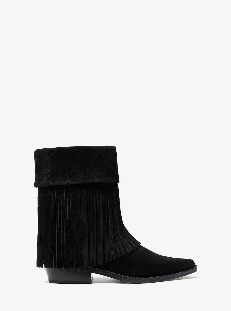 Nash Fringed Suede Boot in BLACK | Michael Kors