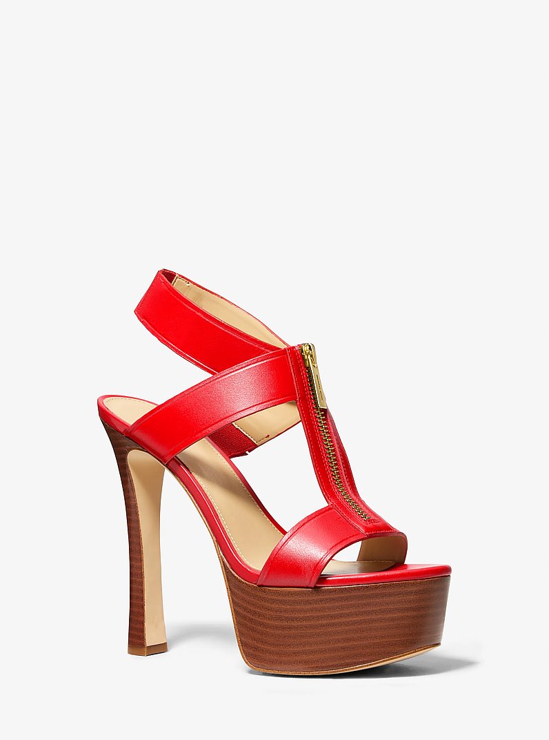 Berkley Leather Platform Sandal in LACQUER RED | Michael Kors