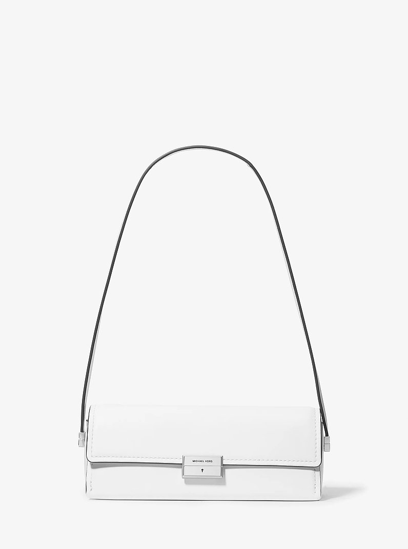 Wandelbare Pochette Ludlow Small aus Leder in OPTIC WHITE | Michael Kors