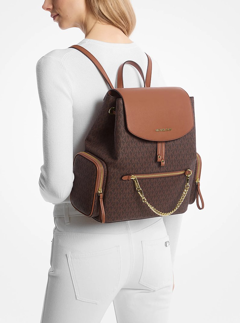 Jet Set Large Logo Backpack in BROWN | Michael Kors