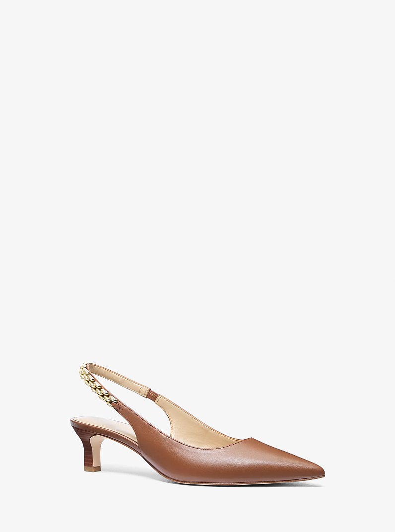 D&eacute;collet&eacute; Marcia slingback in pelle in CUOIO | Michael Kors