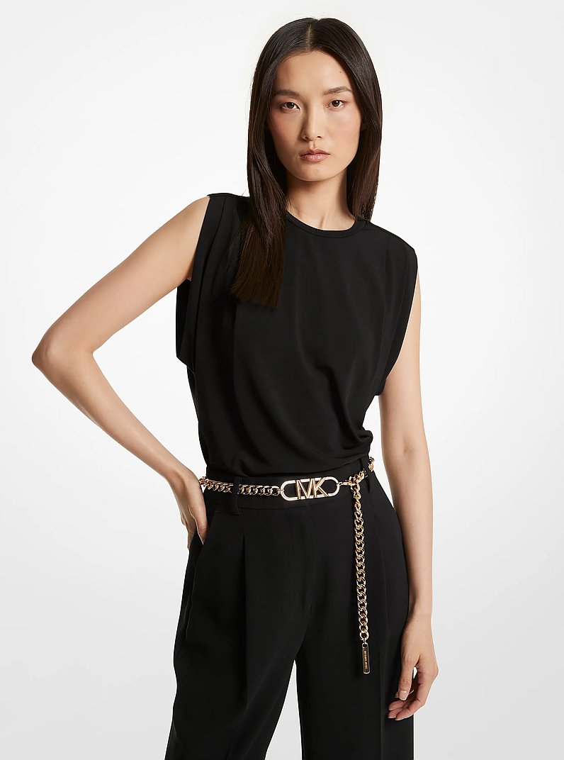 T-shirt senza maniche in jersey opaco in NERO | Michael Kors