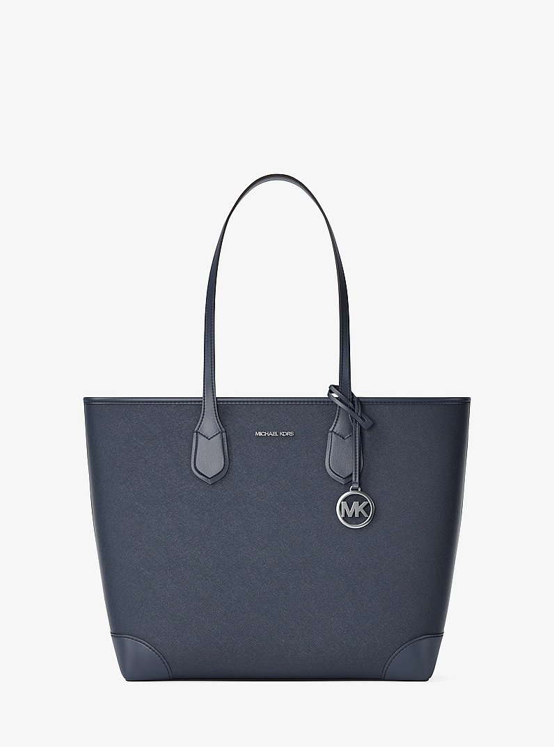 Eva Large Saffiano Leather Tote Bag in NAVY | Michael Kors