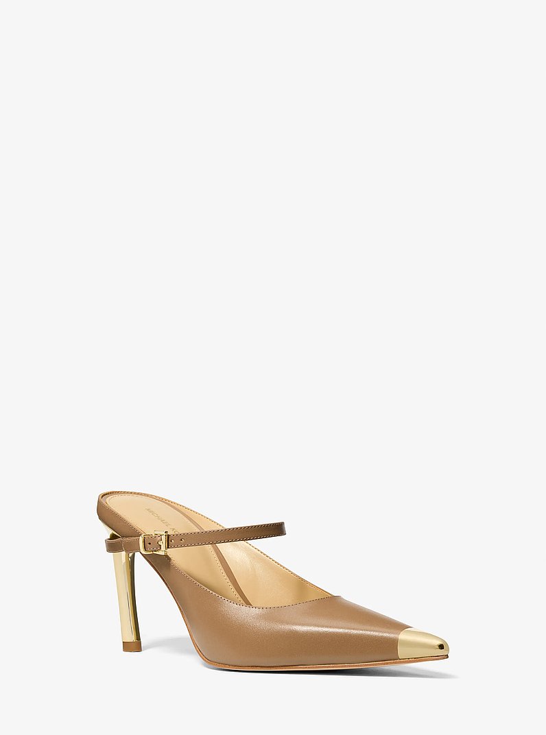 Kasia Leather High Mule Pump in HUSK | Michael Kors