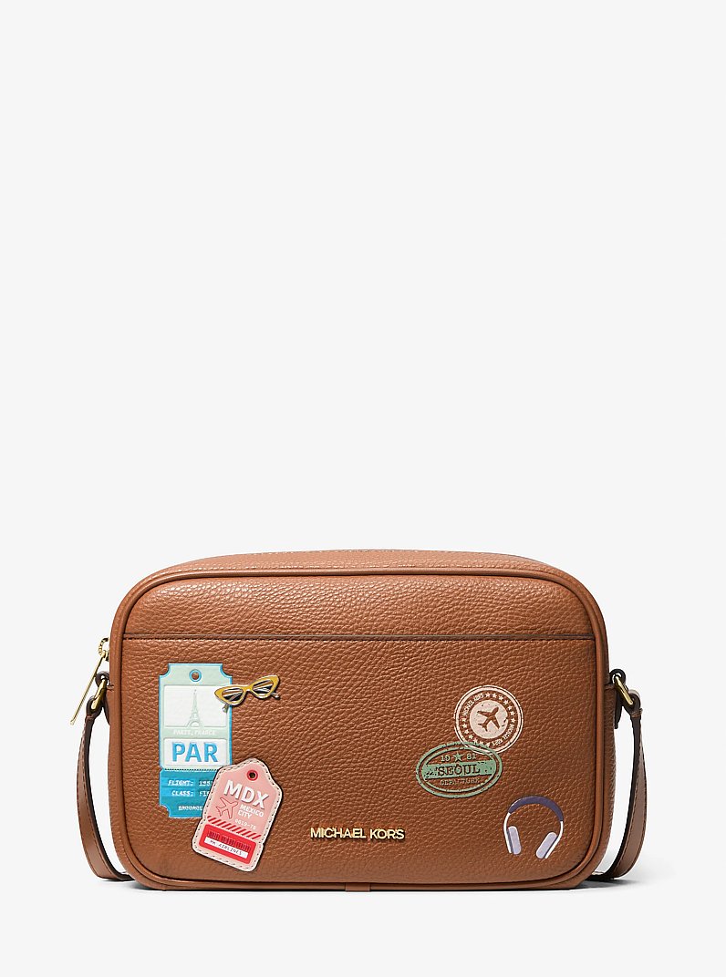 Jet Set Large Embellished Camera Crossbody Bag in LUGGAGE | Michael Kors