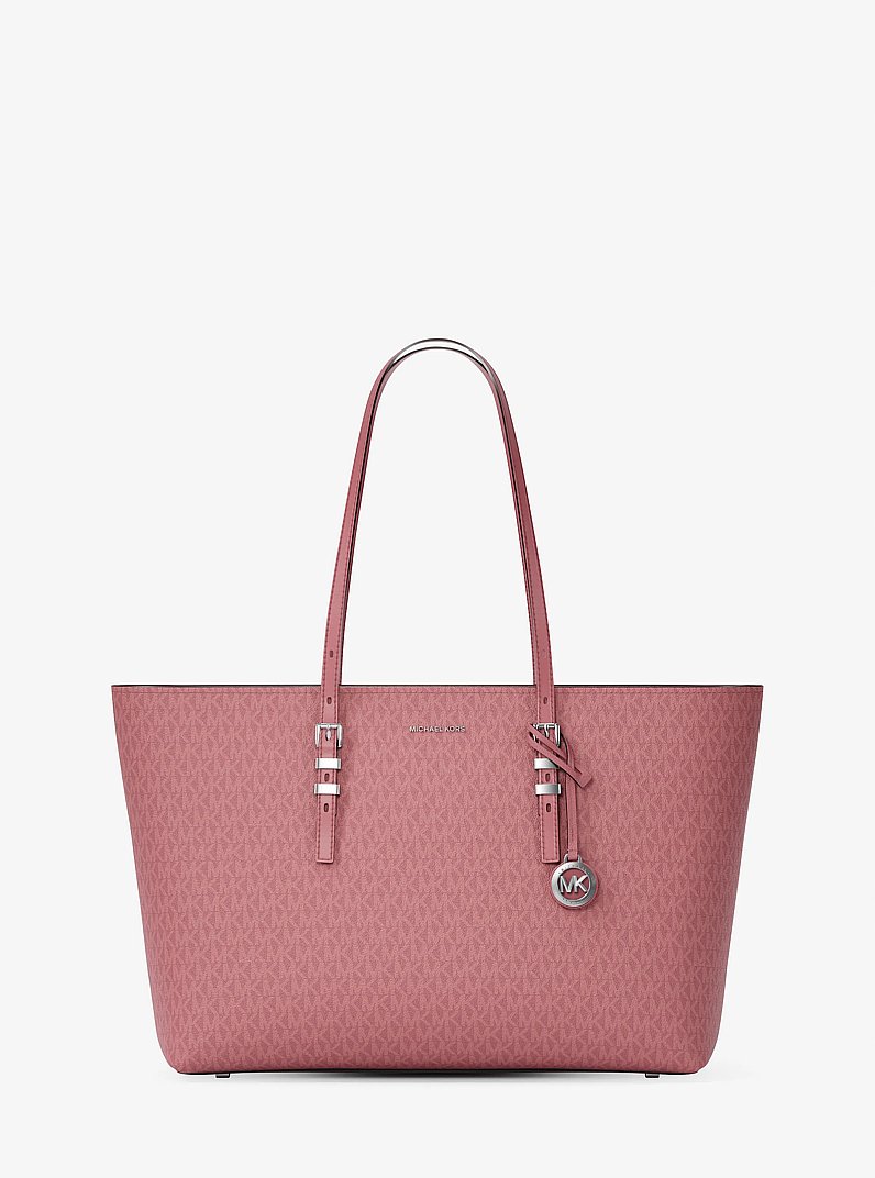 Quinn Large Signature Logo and Leather Tote Bag in ROSEWOOD - Sale