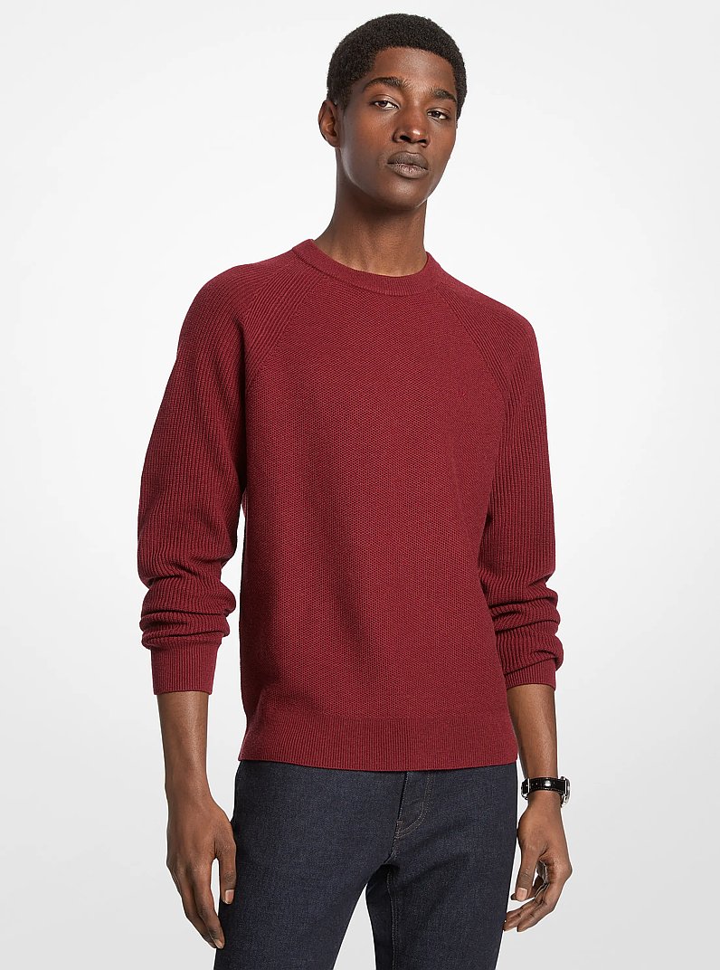 Wool Blend Crewneck Sweater in CHERRY | Michael Kors
