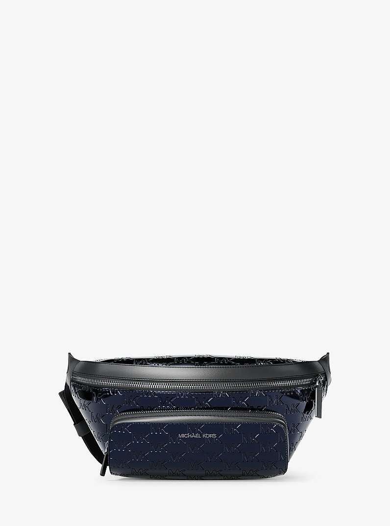 Cooper Medium Metallic Logo Debossed Utility Sling Pack in NAVY | Michael Kors