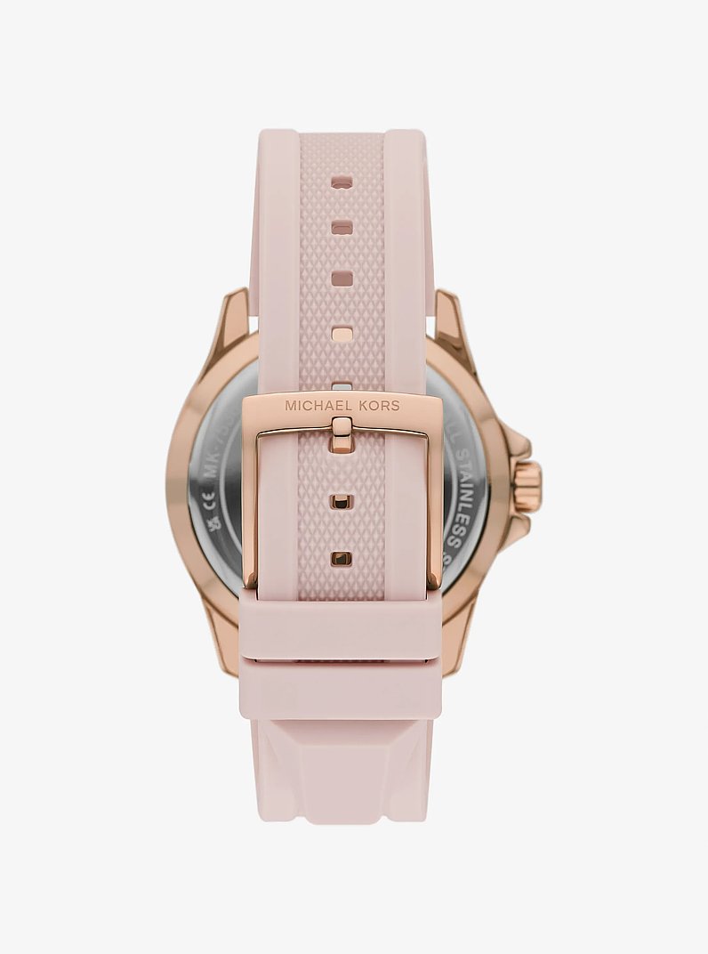 Reloj Everest oversize con correa de silicona en tono oro rosado in ROSA AHUMADO | Michael Kors