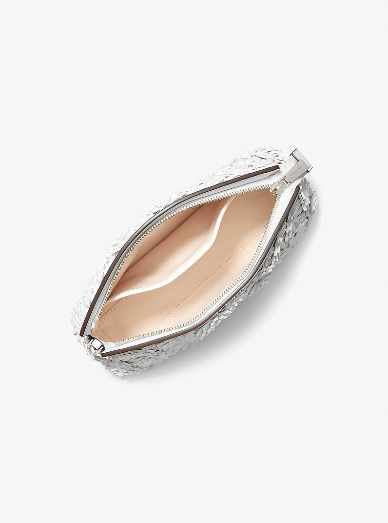 Pochette convertible Athena &agrave; appliqu&eacute; floral in BLANC OPTIQUE | Michael Kors