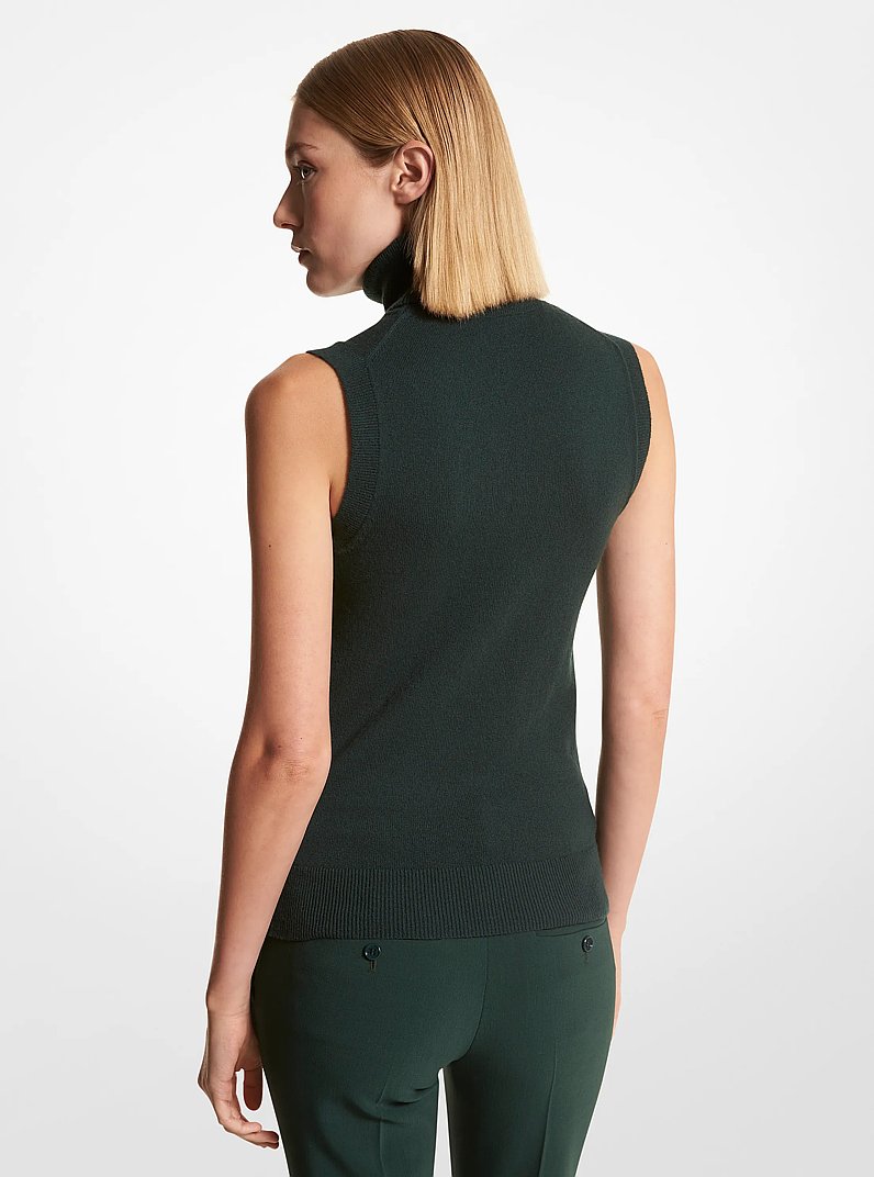 Cashmere Sleeveless Turtleneck in FOREST | Michael Kors