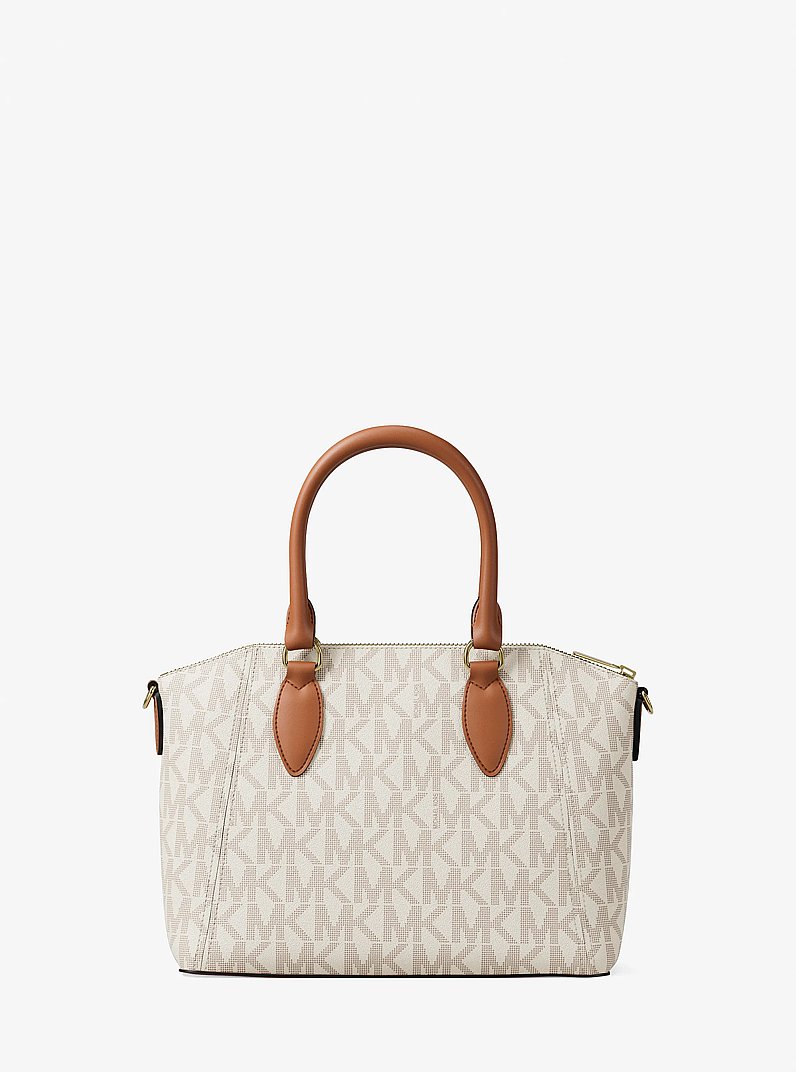 Sienna Small Signature Logo Satchel in VANILLA/LUGGAGE | Michael Kors