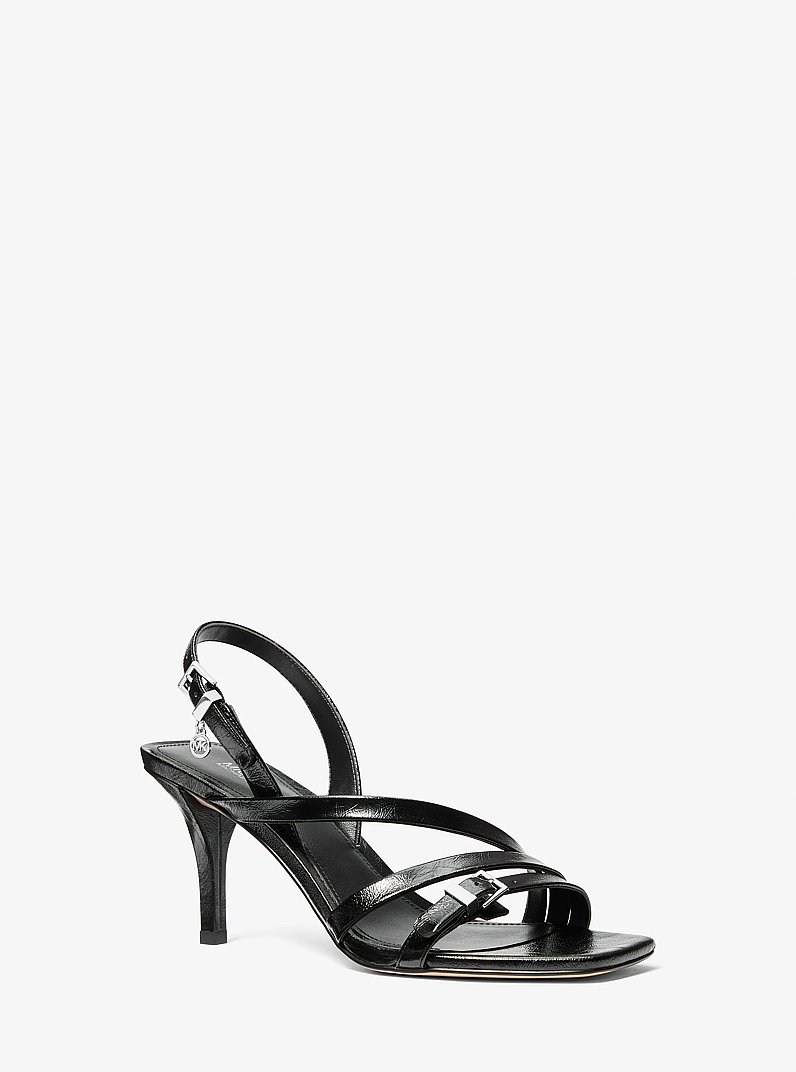 Yvette Crackled Sandal in BLACK | Michael Kors