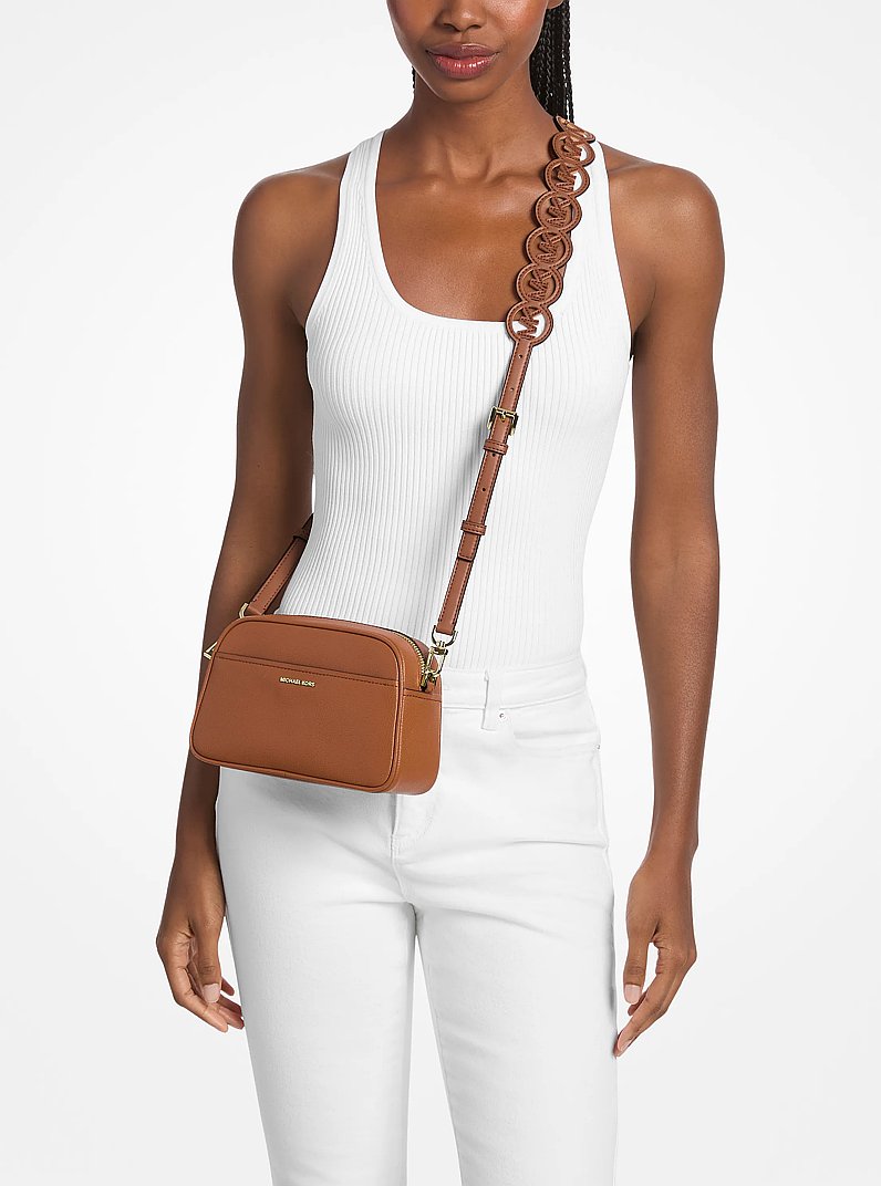 Camera bag a tracolla Jet Set piccola in pelle in CUOIO | Michael Kors