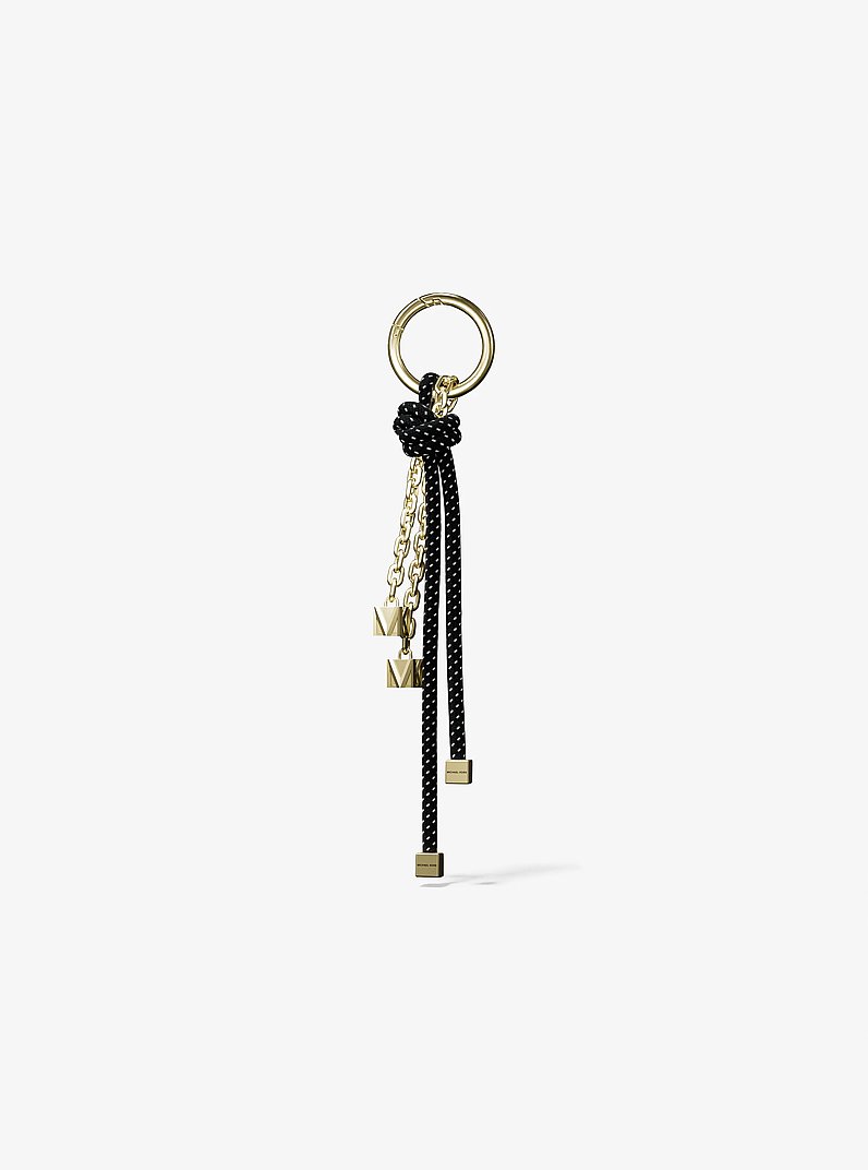 Gold-Tone and Speckled Cord Bag Charm in BLACK | Michael Kors