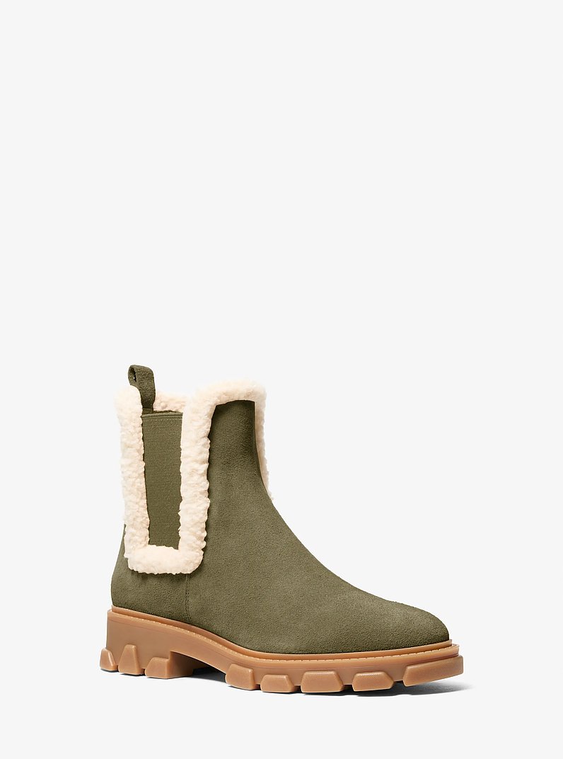 Ridley Suede and Faux Shearling Boot in OLIVE | Michael Kors