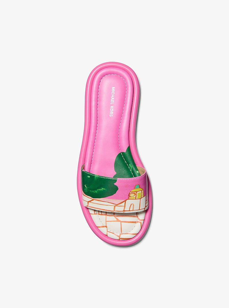 Michael Kors X Christina Zimpel Dana Slide Sandal in ROSA BRILLANTE MULTICOLOR | Michael Kors