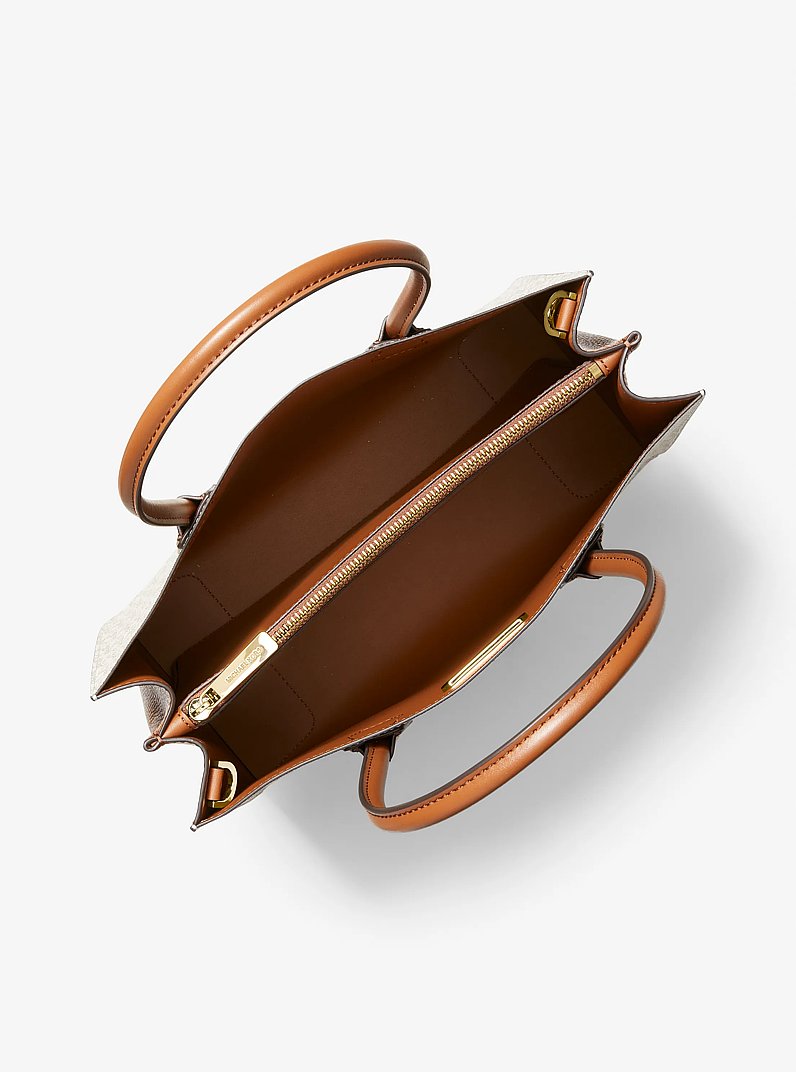 Mercer Large Logo Accordion Tote Bag in VANILLA | Michael Kors