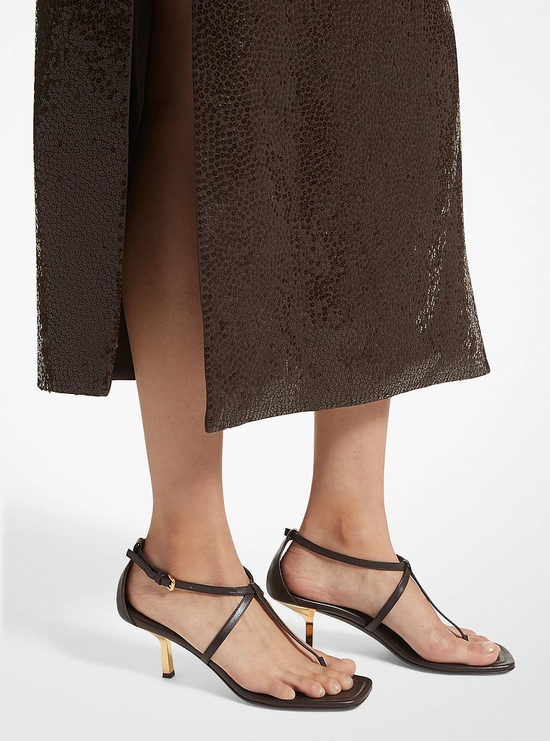 Anna Leather Sandal in CHOCOLATE | Michael Kors
