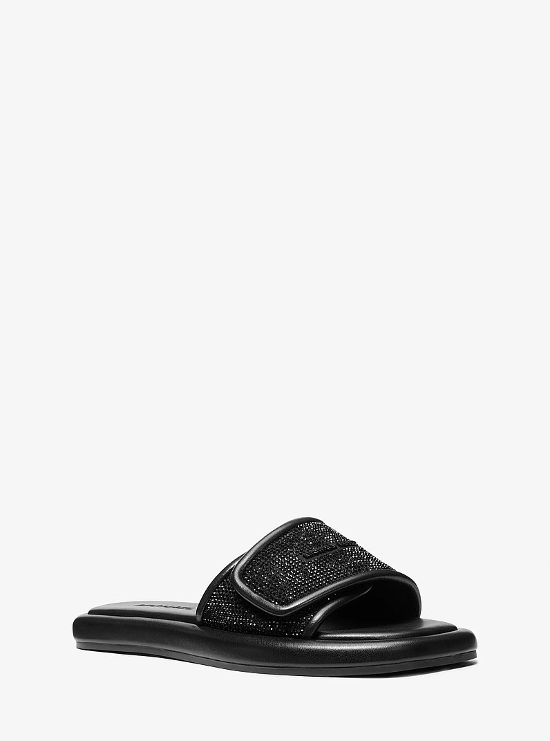 Suki Embellished Slide Sandal in BLACK | Michael Kors