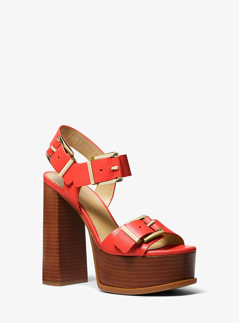 Colby Leather Platform Sandal in SPICED CORAL | Michael Kors