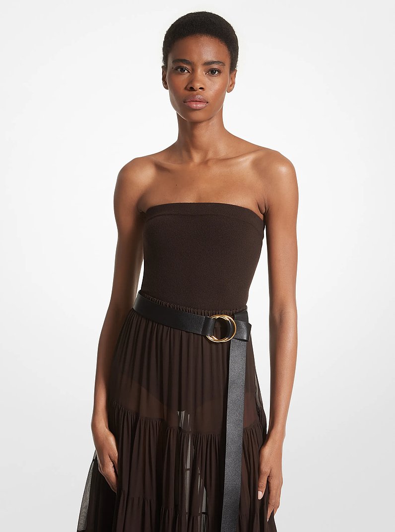 Stretch Cashmere Strapless Bodysuit in CHOCOLATE | Michael Kors